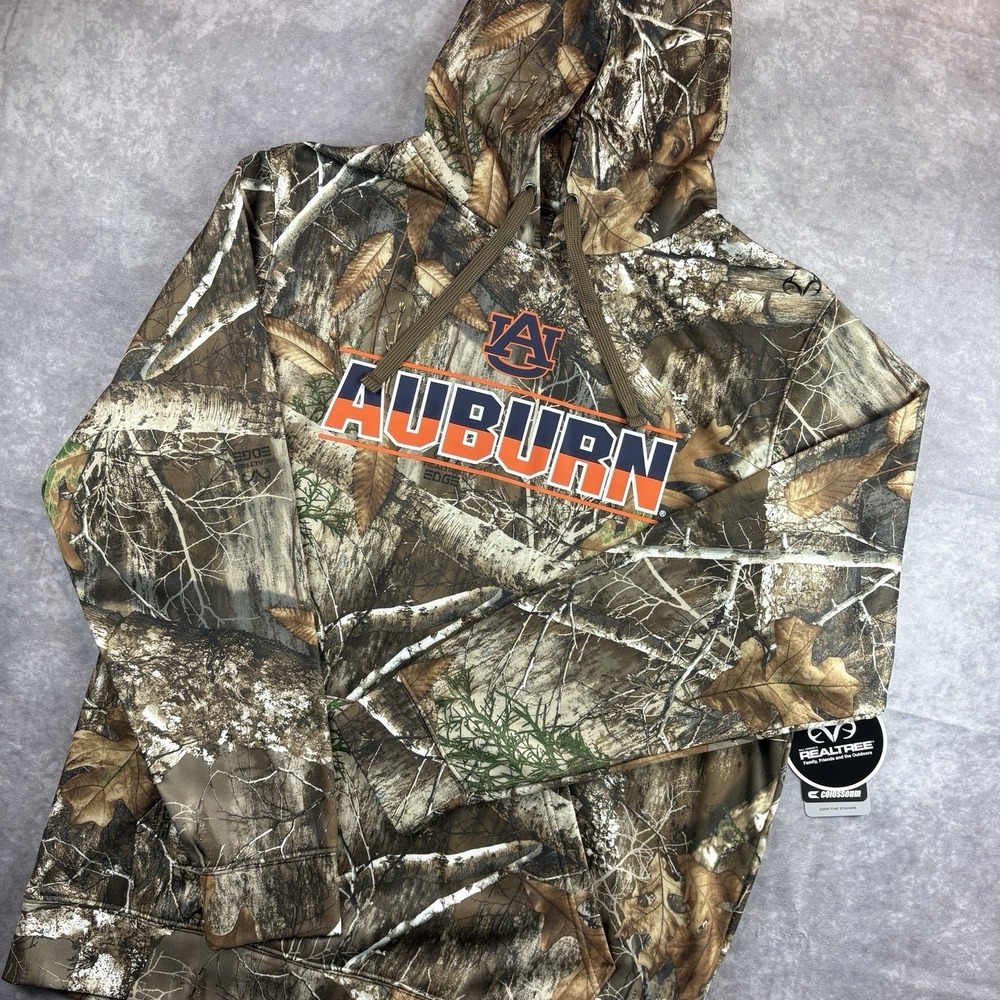 Auburn University Tigers Hoodie Mens L Green Realtree Camo Hunting Pullover NEW